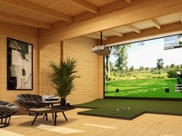 Conteneur en bois Maison de vacances Villa préfabriquée Design jardin Maison préfabriquée moderne Maison mobile portable Salle de simulateur de golf