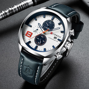 <span class=keywords><strong>Reloj</strong></span> CURREN 8324 King para Hombre, <span class=keywords><strong>Reloj</strong></span> de Cuarzo Blanco con Correa de Cuero Genuino Creativa, Resistente al Agua, Cronógrafo, Conjunto de <span class=keywords><strong>Reloj</strong></span> de Expedición - Product Image 6