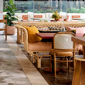 商业咖啡厅餐厅包厢座椅家具豪华墨西哥餐厅家具桌椅套装带长凳 - Product Image 2