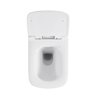 ORTONBATH Toilette suspendue monobloc en céramique sans bride, style européen moderne, double chasse, économie d'eau, siphon en P, confortable pour salle de bain