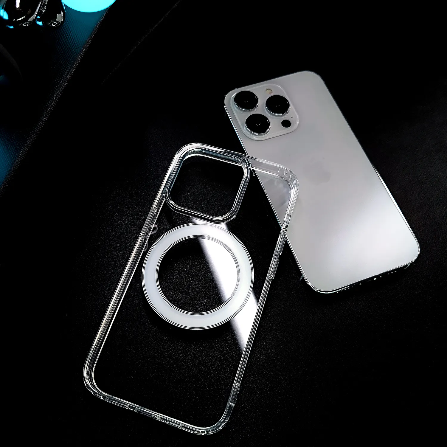 Clear wireless charge mobile phone bags and cases for iPhone 15 14 13 12 11 acrylic phone case with magnetic for iphone15 16