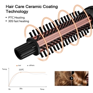 Brosse lisseur bigoudi 2 en 1 à double <span class=keywords><strong>action</strong></span> de qualité supérieure Brosse chaude à rotation rapide et automatique avec double chauffage PTC pour femmes - Product Image 2