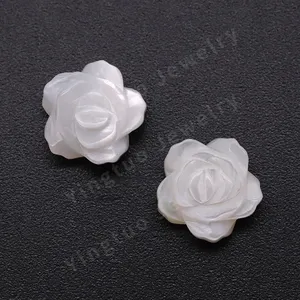 Wuzhou pietre pietre MOP guscio bianco naturale madreperla rosa fiore scolpito con il foro pietre preziose sciolte