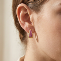 Pendientes ZHENGUI Triangulares con Circonitas Multicolores, Chapados en Oro sobre Latón, Joyería Moderna