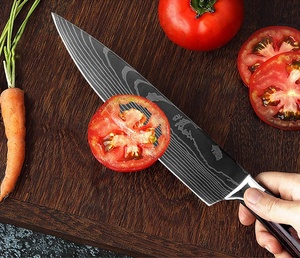 Ensemble de couteaux <span class=keywords><strong>damas</strong></span> Chef en acier inoxydable <span class=keywords><strong>japonais</strong></span> outil Santoku à trancher ensemble de blocs de couteaux à motif laser 8 pièces couteau en acier <span class=keywords><strong>damas</strong></span> - Product Image 5