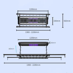 ราวตากเสื้อผ้าอัจฉริยะรูปแบบการยกอัตโนมัติแถบไฟฆ่าเชื้อและฆ่าเชื้อการออกแบบให้ประหยัดพื้นที่ - Product Image 5
