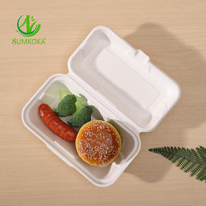 Canne à sucre Bagasse Clamshell Emballages Biodégradables Compostables Alimentaire Hamburger Boîte De <span class=keywords><strong>Menu</strong></span> - Product Image 3