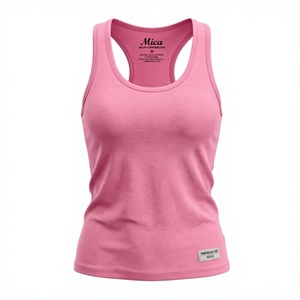 Camiseta sin mangas sexy para mujer, totalmente personalizada, de color liso, con cuello redondo, tejida, transpirable, informal, sin mangas, con parte delantera de spandex y algodón, deportiva - Product Image 2