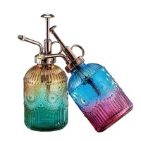 TX22000 En gros Arrosoir en verre gaufré transparent rétro coloré pour jardinage intérieur, outils à pompe