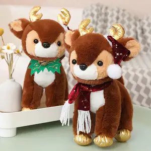 Stuffed Animal Elk Plush Christmas Moose With the bell Fashion New Xmas Gift Custom OEM Cute Kids Plush Reindeer Deer Soft Toy