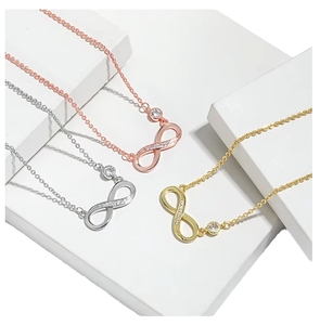 Alla moda semplice Mini carino <span class=keywords><strong>Infinity</strong></span> '8' collana da donna piccola catena girocollo placcato oro lega di zinco Link regalo per amore - Product Image 5