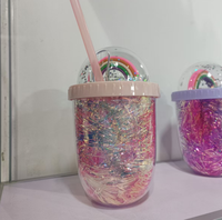 Bouteille d'eau mignonne avec couvercle dôme et paille, 350ml/500ml, pour enfants, cadeau de fête, usage quotidien