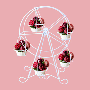 Iron Ferris Wheel Cake Stand 5 Cup White Metal Dessert Display Rack For Birthday Party Table Decorations - Product Image 2