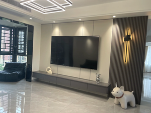 Installation <span class=keywords><strong>facile</strong></span> Décoration intérieure décorative Panneaux muraux acoustiques laminés cannelés en Wpc - Product Image 2