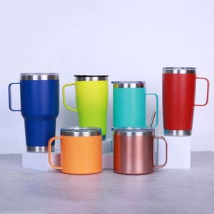 Custom Logo 12oz 14oz 20oz Vacuum <b>Insulated</b> Cup Stainless Steel Double Wall Water Tumbler Thermal Travel Coffee <b>Mug</b> With Handle - Product Image 1