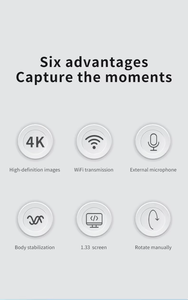 Videograbadora Digital Inteligente, Cámara Deportiva 4K, Cámara de Acción Portátil 4K 30fps con Wifi - Product Image 3