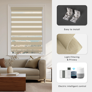 SAMADHI Modern Electric Polyester Fabric Double Layer Day Night Indoor Zebra Roller Blinds <b>Shades</b> Horizontal Pattern - Product Image 5