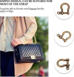 Lot de boucles de remplacement en métal pour sacs, ensemble de fermoirs en cuivre antique pour sangles de bagages, grands et petits fermoirs fer à cheval pour sacs à main et valises DIY - Product Image 4