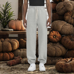 Vente en gros fabricant – Pantalon de jogging sportif pour homme, 100 % coton, mi-lourd, brodé, taille élastique, haute qualité, coupe oversize, couleur unie - Product Image 3