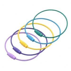 YIWANG Color Coated Screw Lock Stainless Steel Wire Cable Rope Keychain Keyring - Product Image 1