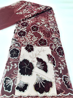 NI.AI Nouveau design Tissu en dentelle à sequins et perles, dentelle en velours, broderie en dentelle, tulle pour fêtes et mariages