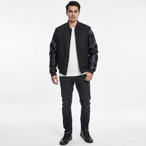 Blousons universitaires pour hommes style urbain, en tissu de laine détachable, avec logo personnalisé imprimé et brodé, parfaits pour le style Letterman, 100% coton respirant - Product Image 1