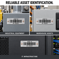 Label Identifikasi Peralatan Logam Nomor Seri Tag Aset Barcode Aluminium Fotosensitif Dua Lubang Kustom