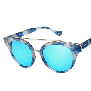 Maidis Cat Eye Sunglasses Red Marbled Frame Gold Metal UV400 Protection Women's Fashion Sun Glasses - Product Image 3