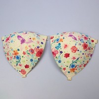 Bra bikini wanita, berbentuk segitiga dapat dilepas desain gesper depan tidak terlihat motif bunga cocok untuk pakaian fashion