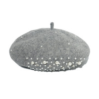 Béret en Laine Hiver Scintillant pour Femme avec Strass et Perles – Couleur Unie – Nouveauté Tendance