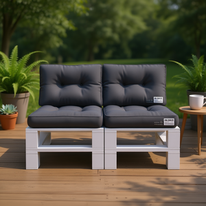 Cojines de tela antracita para paletas de exterior, juego de 2 piezas, extraíbles, lavables, para uso en todas las estaciones - Product Image 2