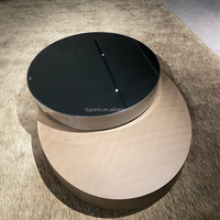 Table basse ronde à bout réglable meubles en acier inoxydable double table basse rotative moderne de luxe en laiton pour le salon