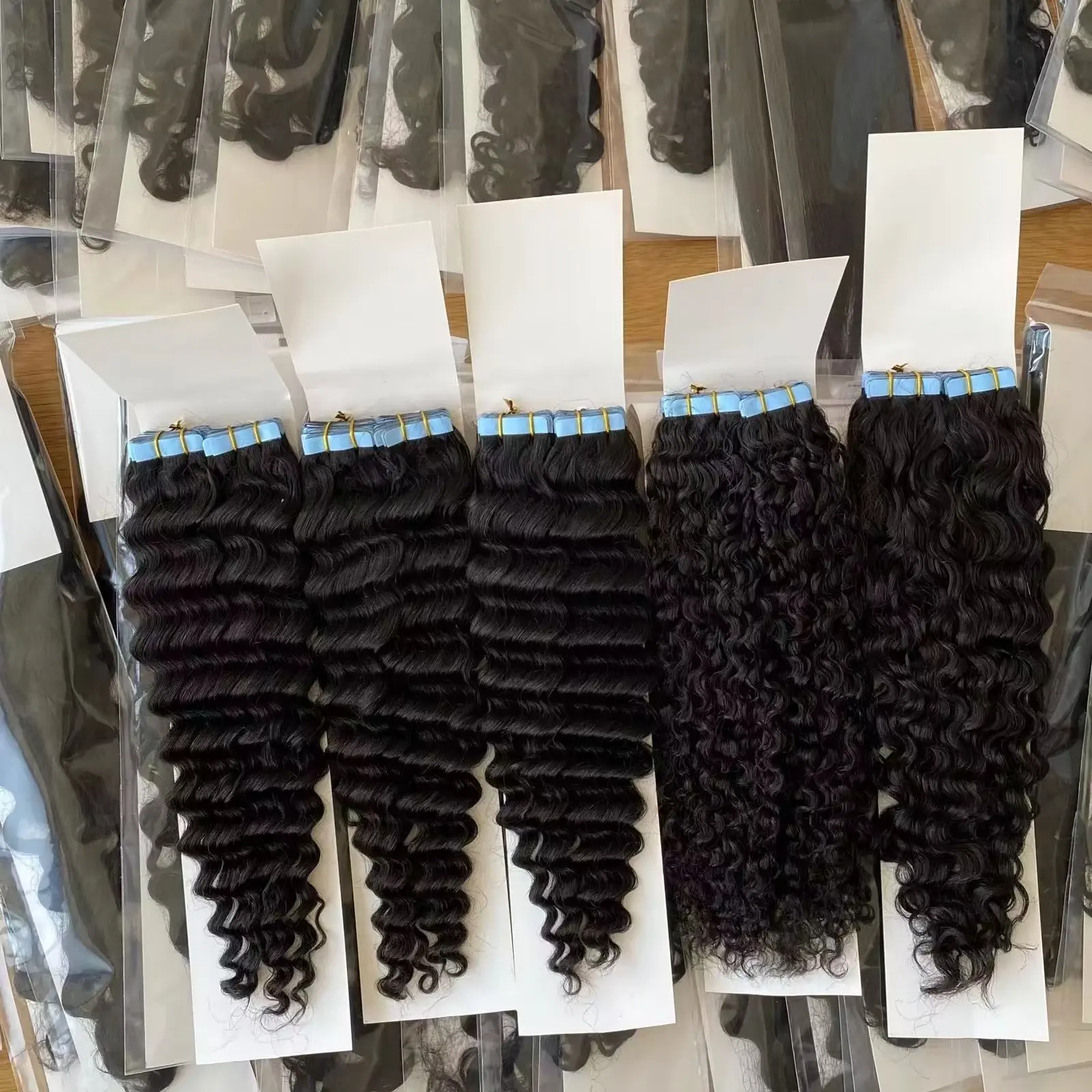 Amara melhor qualidade fita na extensão do cabelo pacote 100 raw custom made fita colorida em extensões de cabelo cabelo fornecedores da China