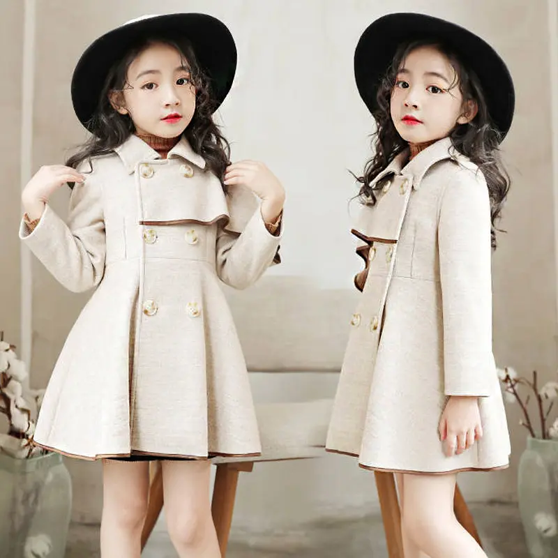 Winter Korean Fashion Casual Velvet Thick Wool Girl Coat Jacket Made in China 1 Piece Long Solid 100% Cotton Girls YARN DYED 500