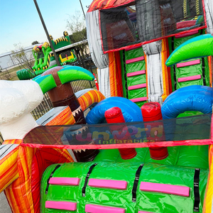 Pista de obstáculos inflable comercial de Jurassic Park para fiestas infantiles, casa de brinco inflable con pista de obstáculos para adultos - Product Image 5