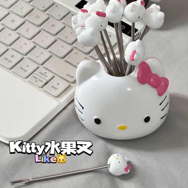 Top Selling Pink Sanri Hallokitty HK KT Cat Stainless Steel Food Fruit