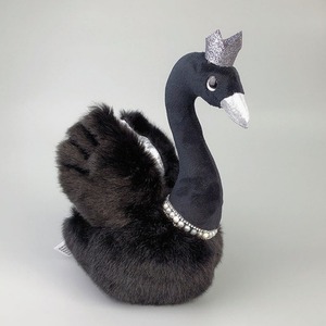 Personalizzabile principessa corona di cigno nero peluche giocattolo collana di perle bianco cigno coppia regina cigno per decorazione di nozze pieno di cotone PP - Product Image 2