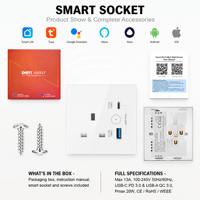 Interrupteur intelligent Tuya Zigbee Wifi avec prise de charge rapide USB Type-C, compatible avec Alexa, Google Home, Yandex, commande vocale