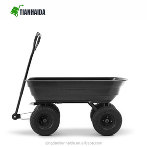 Chariot <span class=keywords><strong>de</strong></span> jardin pliable personnalisable en plastique et métal avec revêtement en poudre, conteneur à roulettes à quatre roues avec <span class=keywords><strong>plateau</strong></span> polyvalent - Product Image 2