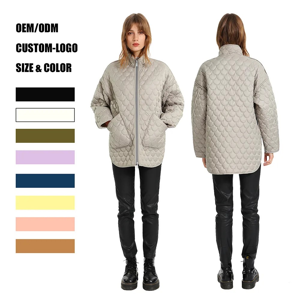 Chaqueta de algodón cálido con logotipo personalizado para mujer, chaqueta de lujo con relleno para invierno