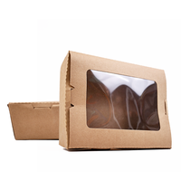 Boîte d'emballage en papier kraft pour cupcakes, toast, beignets, biscuits, conteneur alimentaire pour boulangerie à emporter avec fenêtre transparente