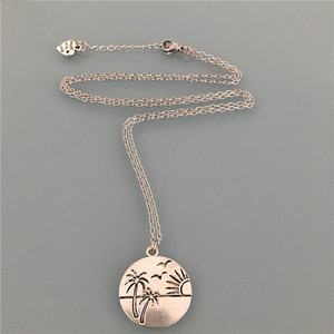 Collar con colgante de árbol de coco de estilo geométrico para mujer, chapado en plata y oro, diseño y personalización de joyas <span class=keywords><strong>originales</strong></span> - Product Image 4