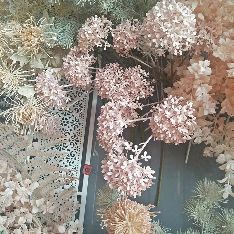 Wedding road lead floral art wood hydrangea snowball multi-headed artificial hydrangea