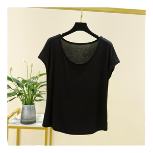 T-shirt décontracté d'été pour femme, grande taille, en modal écologique, coupe classique, col rond, sans manches, couleur unie - Product Image 1