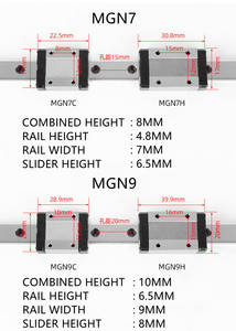 Rail linéaire de 9 mm, mini-bloc, conception linéaire, roulement en acier MGN9H MGN12H MGN15H - Product Image 5