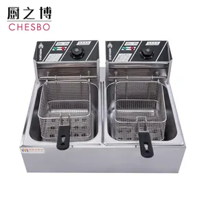 Machin Fryer New Industrial Commercial Heavy Duty Cooking Equipment Electric Proved Double Tank 10L+10L Chicken Deep Fryer Machine