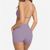 Ensemble de soutien-gorge et short de yoga taille haute sans bretelles pour femme – Confortable, compression, extensible, sans couture frontale, respirant et léger