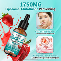 Complément de glutathion liposomal en gouttes liquides 1750 mg, Super Glutathion 5-en-1, favorise le blanchiment de la peau et la détoxification du foie