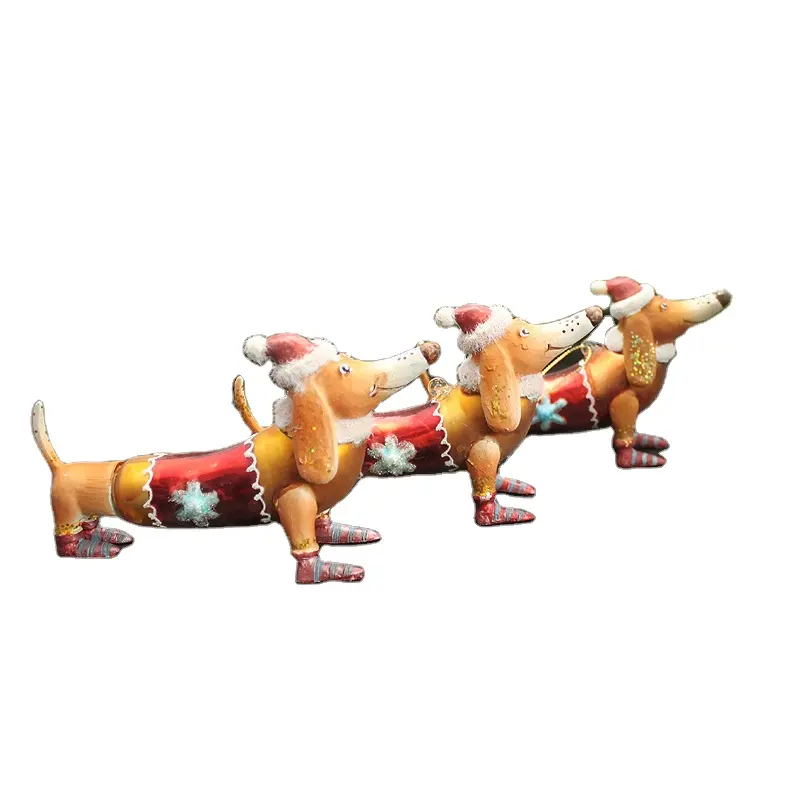 Figurita decorativa de cristal soplada para perro, adorno de Navidad, venta al por mayor de fábrica