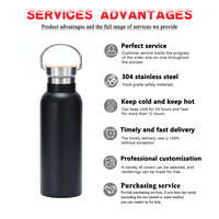 Bouteille d'eau isotherme en acier inoxydable à double paroi avec logo personnalisé, étiquette privée, 17 oz, 32 oz, large ouverture, revêtement poudré, pour la salle de sport et le sport